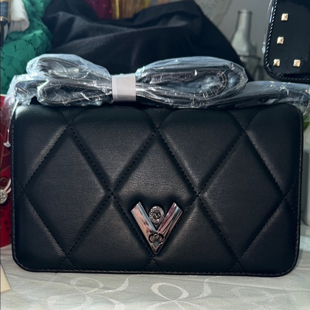 NWT Valentino Orlandi Elegant Black Quilted Women's Bag